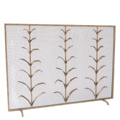 Lily Stems Fireplace Screen in Aged Gold