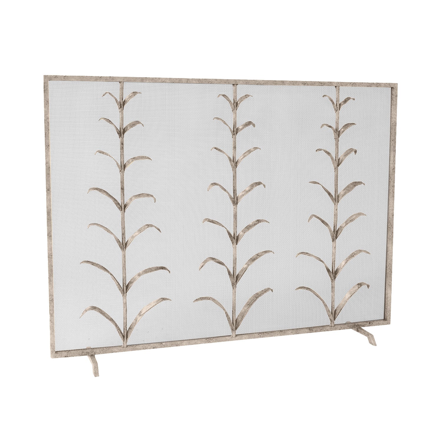 Lily Stems Fireplace Screen in Aged Silver For Sale