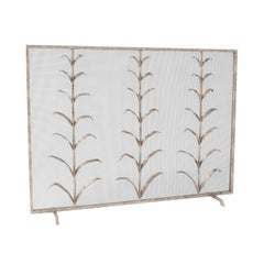Lily Stems Fireplace Screen in Aged Silver