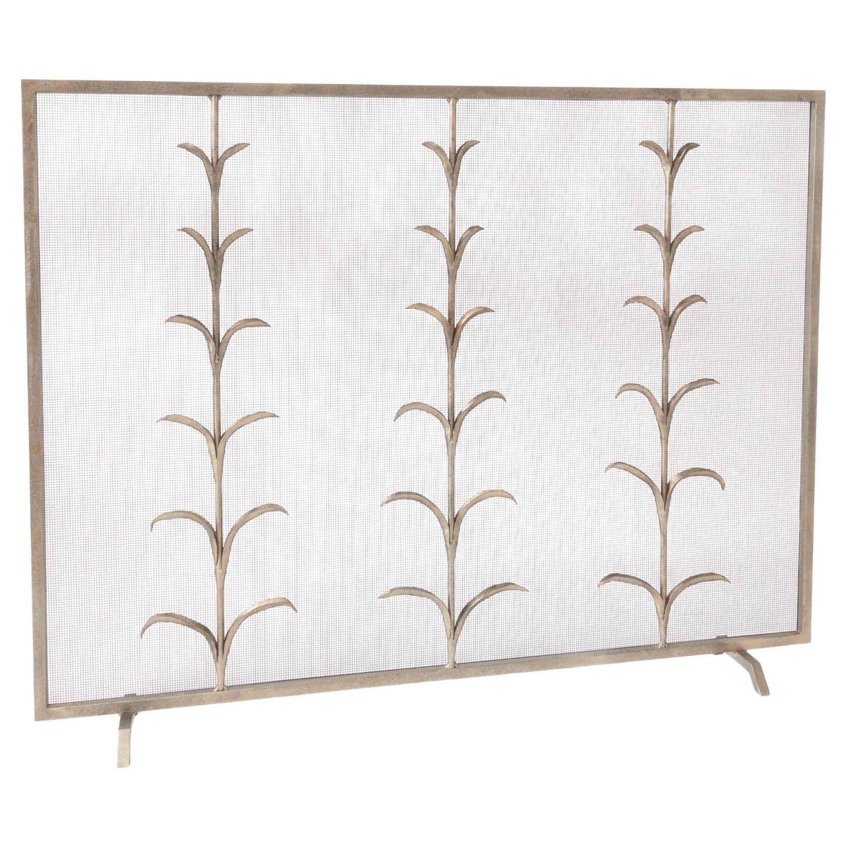 Écran de cheminée Lily Stems en argent vieilli