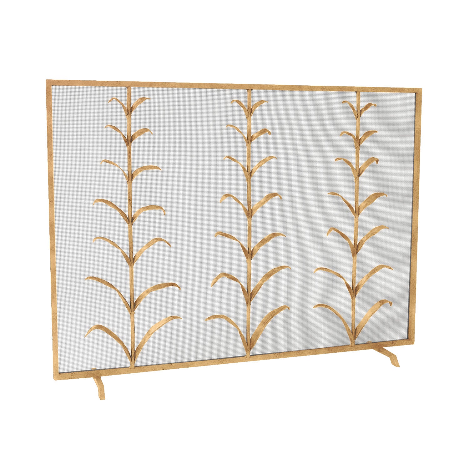 Lily Stems Fireplace Screen in Brilliant Gold For Sale