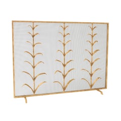Lily Stems Fireplace Screen in Brilliant Gold