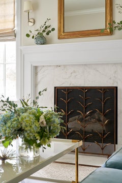 Lily Stems Fireplace Screen in Gold Rubbed Black