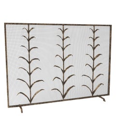 Lily Stems Fireplace Screen in Gold Rubbed Black