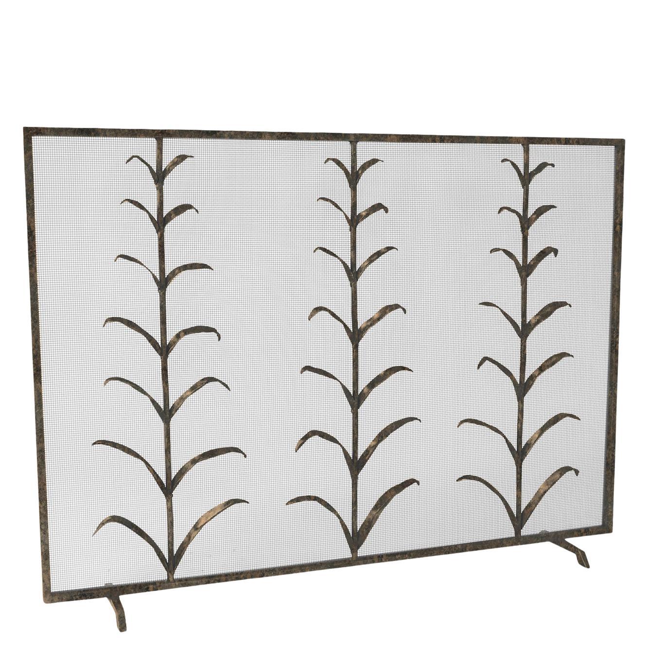 Lily Stems Fireplace Screen Warm Black For Sale