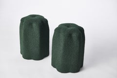 Lily Stool, Dark Green Bouclé Stool by Christian Siriano