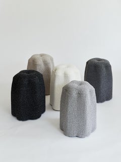 Lily Stool, Ivory Bouclé Stool by Christian Siriano