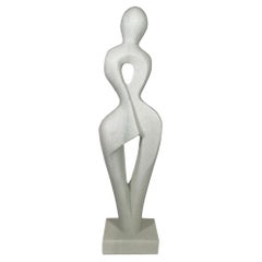 "Lily" Swiss Modern White Marble Abstract Sculpture, Evelyne Brader-Frank
