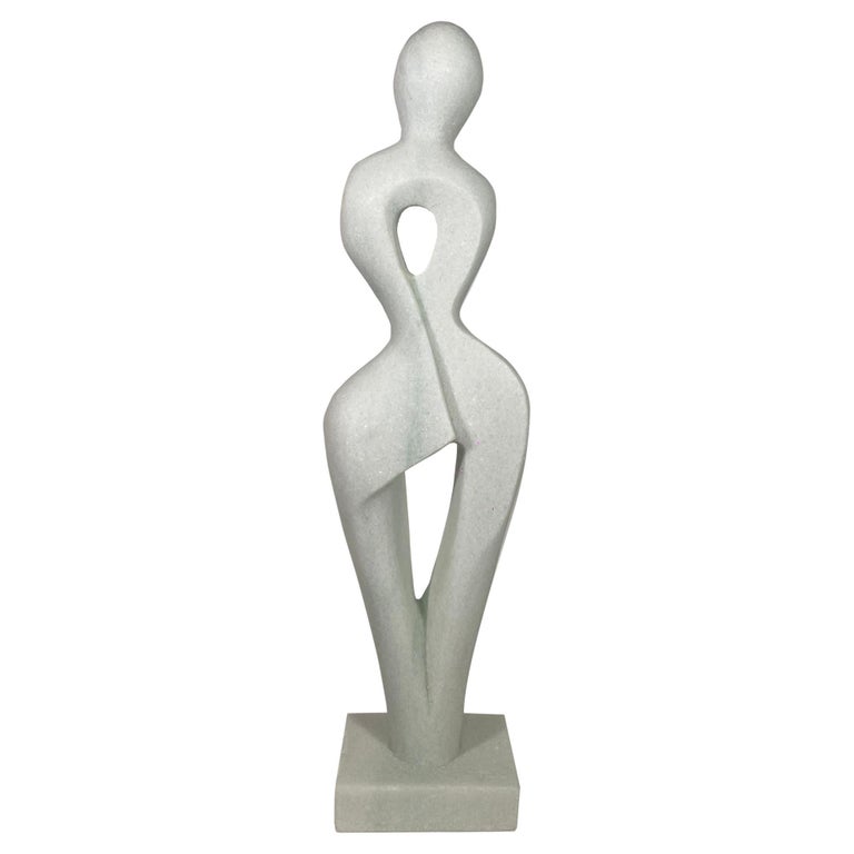 "Lily" Swiss Modern White Marble Abstract Sculpture, Evelyne Brader-Frank For Sale