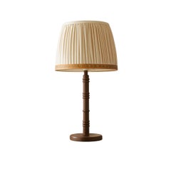Lily Table Lamp in Wood with Cotton Pleated Shade by POPUS EDITIONS