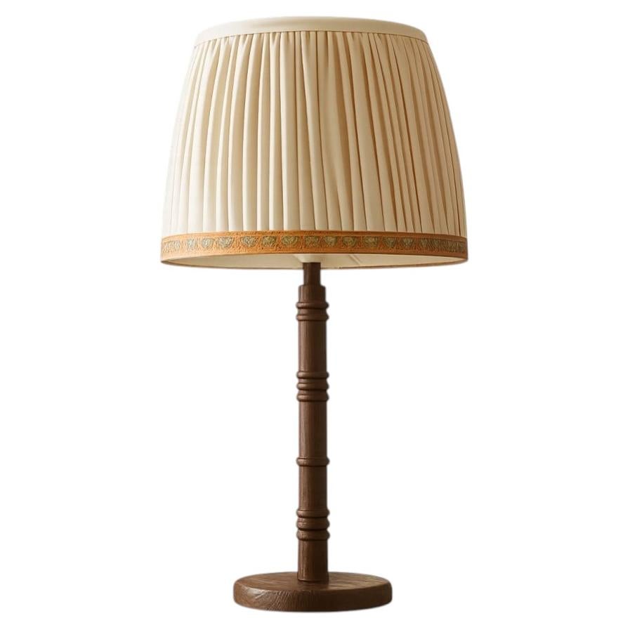 Lily Table Lamp in Wood with Cotton Pleated Shade by POPUS EDITIONS