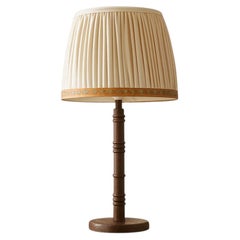 Lily Table Lamp in Wood with Cotton Pleated Shade by POPUS EDITIONS