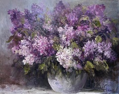 Purple Lilacs, Original oil Painting, Ready to Hang