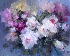 Rose Love, peinture à l'huile originale, prête à être accrochée