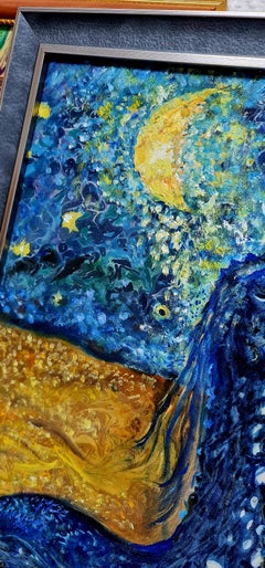 "А notte sotto la luna. Impressionismo " Pittura ad olio originale di Lilya Volskaya