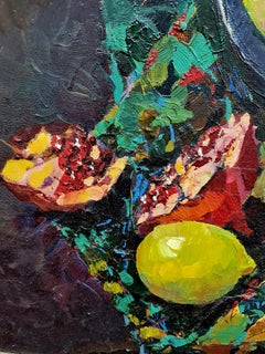 "A bright still life with pomegranates and lemons." by Lilia Volskaya