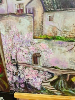 Une maison dans les bois. Paysage "fleurs de cerisier" du Lilyа Volskyа
