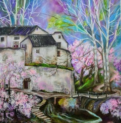 Una casa en el bosque. Paisaje "Flor de cerezo" del Volskyа Lilyа