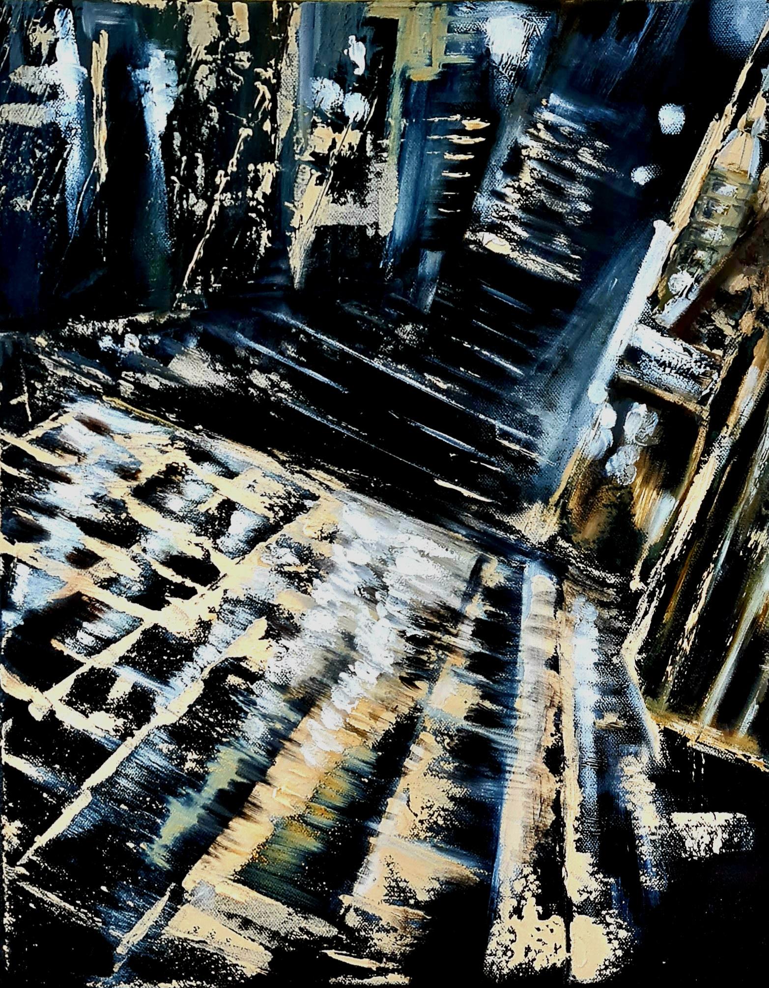 "Una noche en la ciudad. Paisaje abstracto "Lluvia en Estambul" del Volskya Lilya.