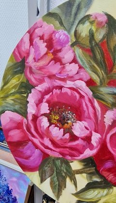 "A summer's day with pink peonies. " Oil still life by Lilya Volskaya