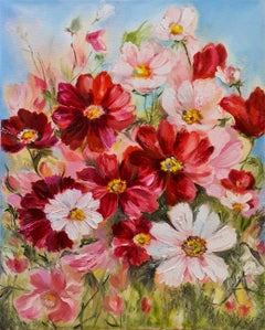 Schöne Frühlingsblumen meines Gartens. Originales Ölgemälde von Lilya Volskaya