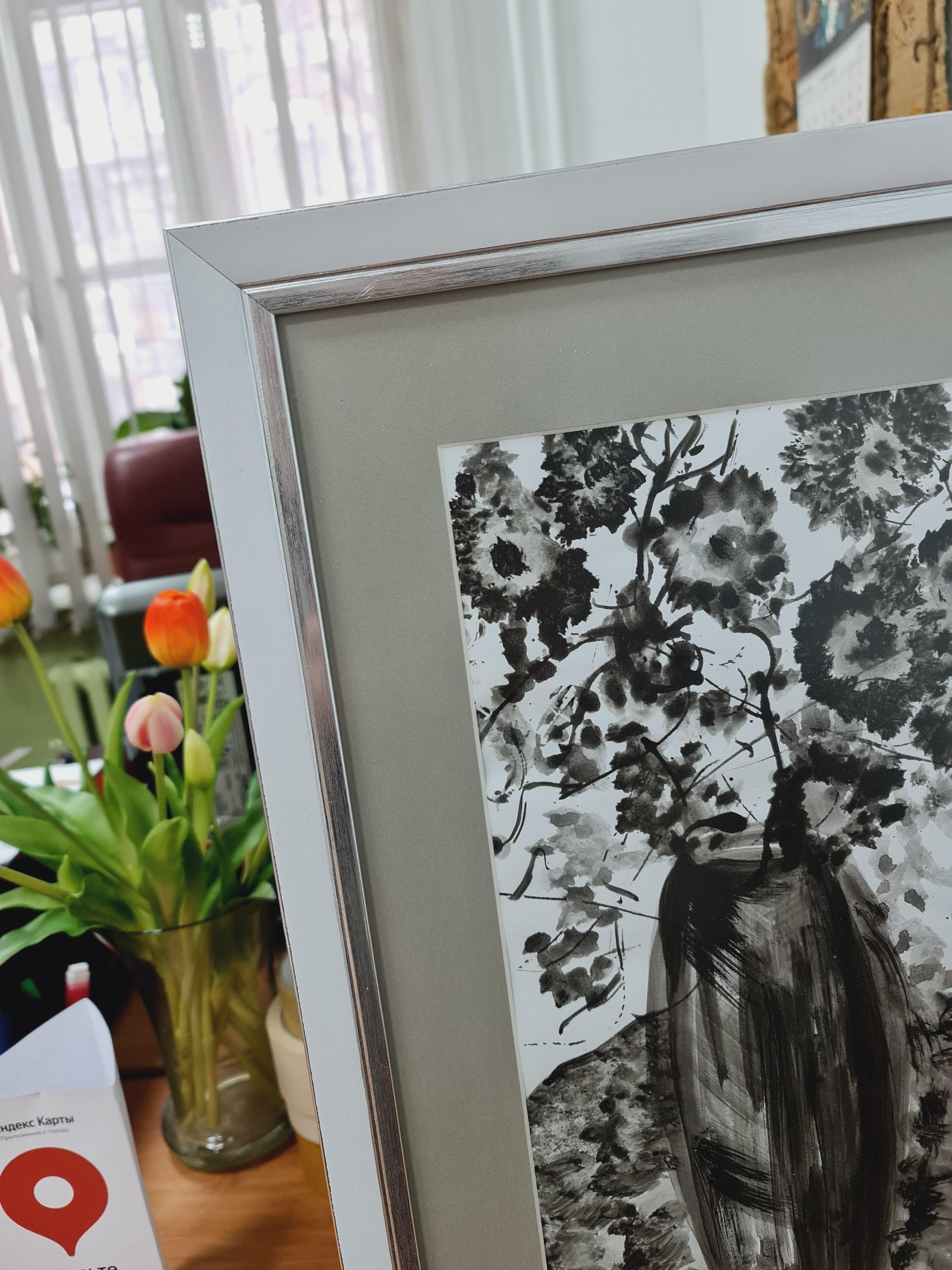 Paysage intérieur « Life Black and White » de Volskaya Liliya - Surréalisme Painting par Lilya Volskaya