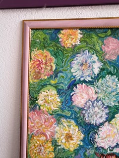 "Crisantemi dipinti a Claude Monet" Pittura ad olio originale di Lilya Volskaya