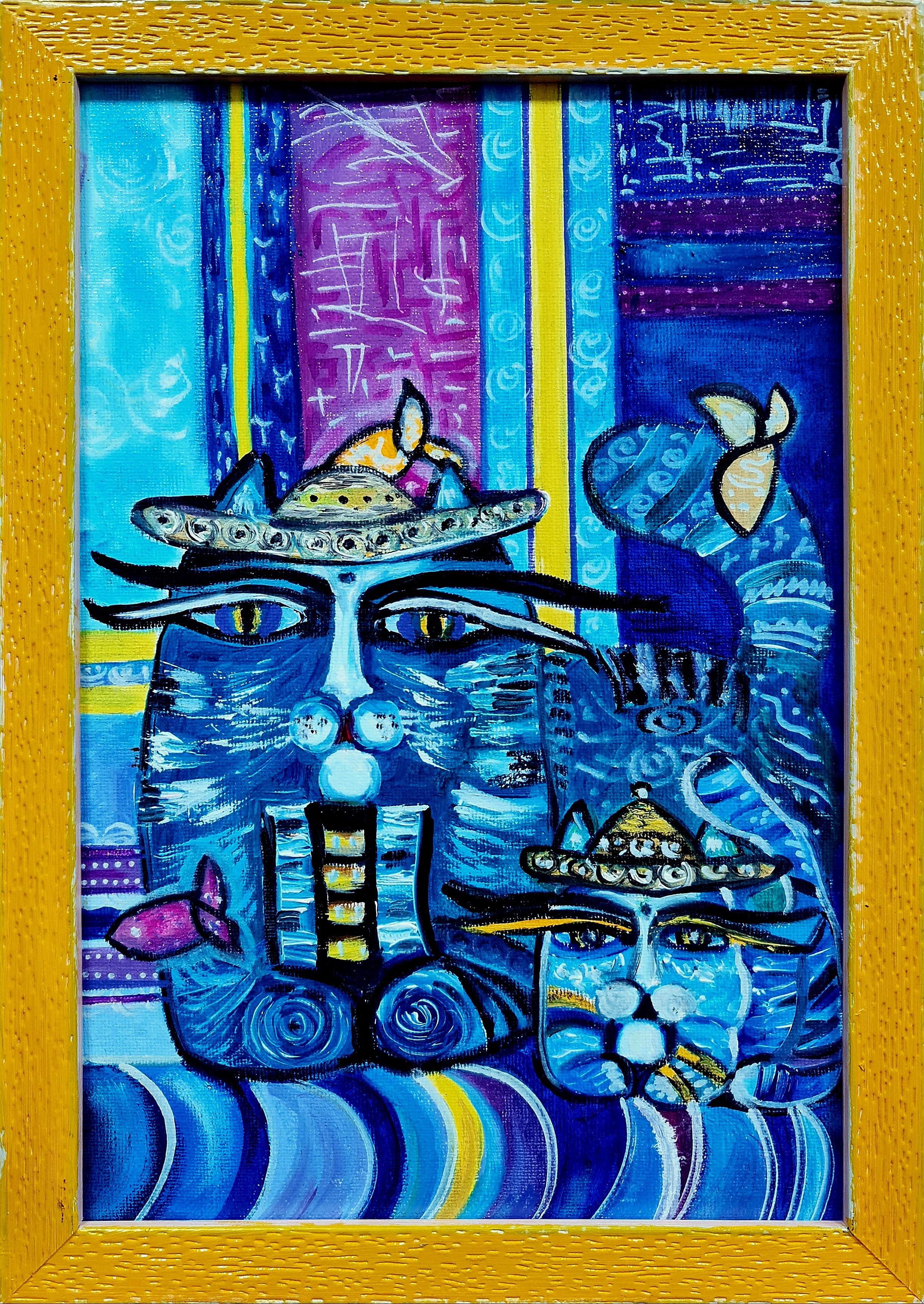 Companion Cats Zen animalism oil painting of the Volskya Lily. For Sale 5