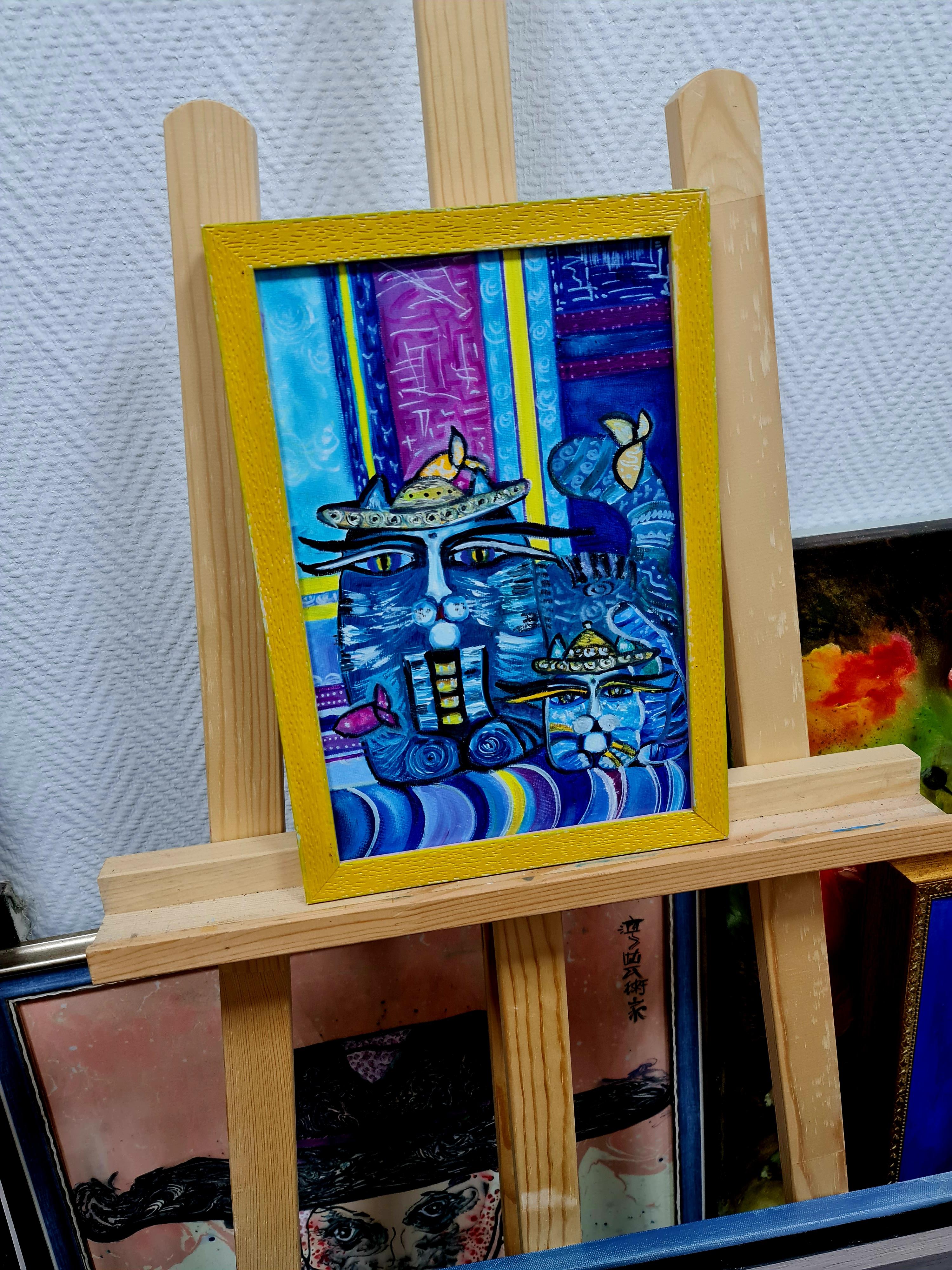 Companion Cats Zen animalism oil painting of the Volskya Lily. For Sale 4