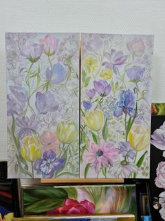 Delicate wildflowers"diptych, landscape by Volskaya Liliya.