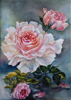 "Egocentrismo della rosa", natura morta ad olio di Volsky Lilya