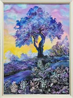 « Evening in purple » Peinture à l'huile originale de Liliya Volskaya