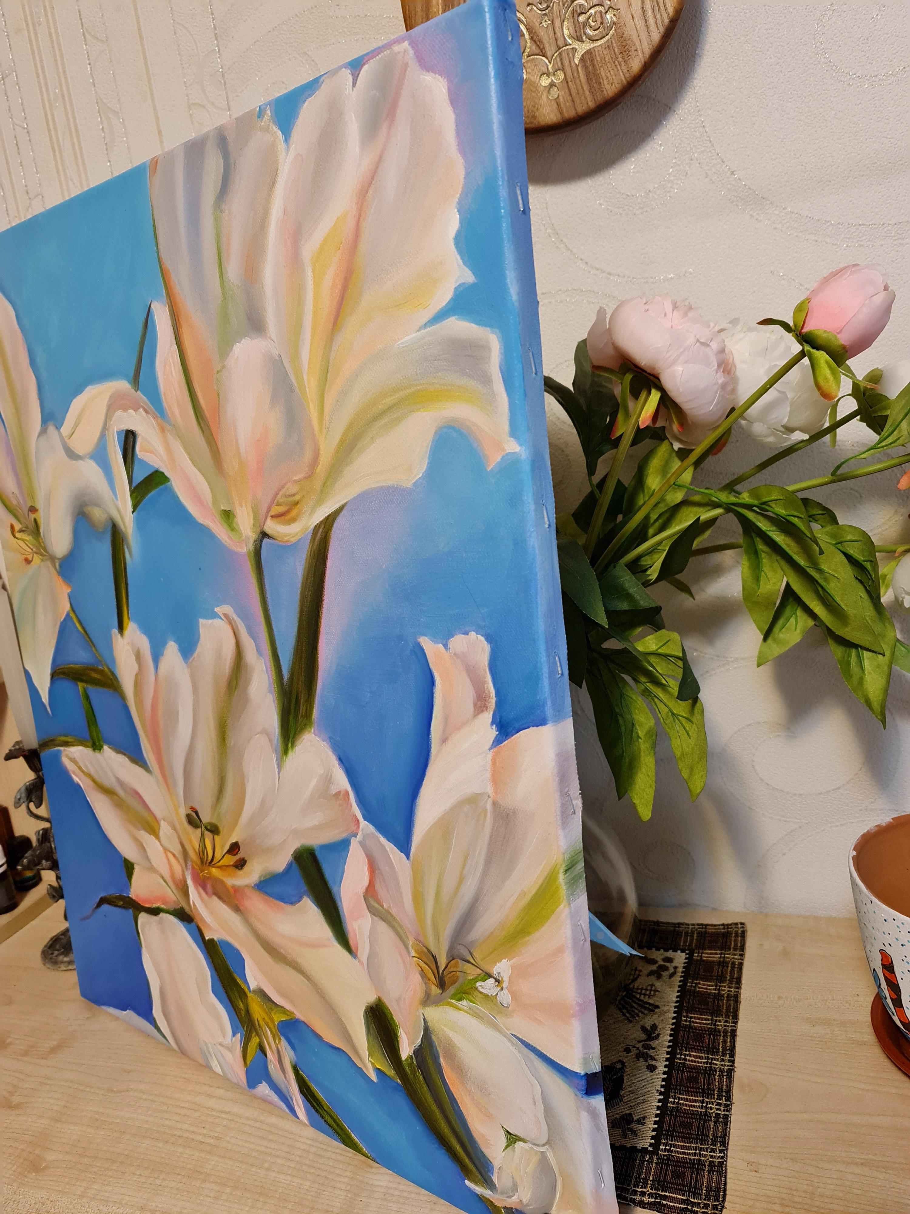 Evening light and wind in lilies
