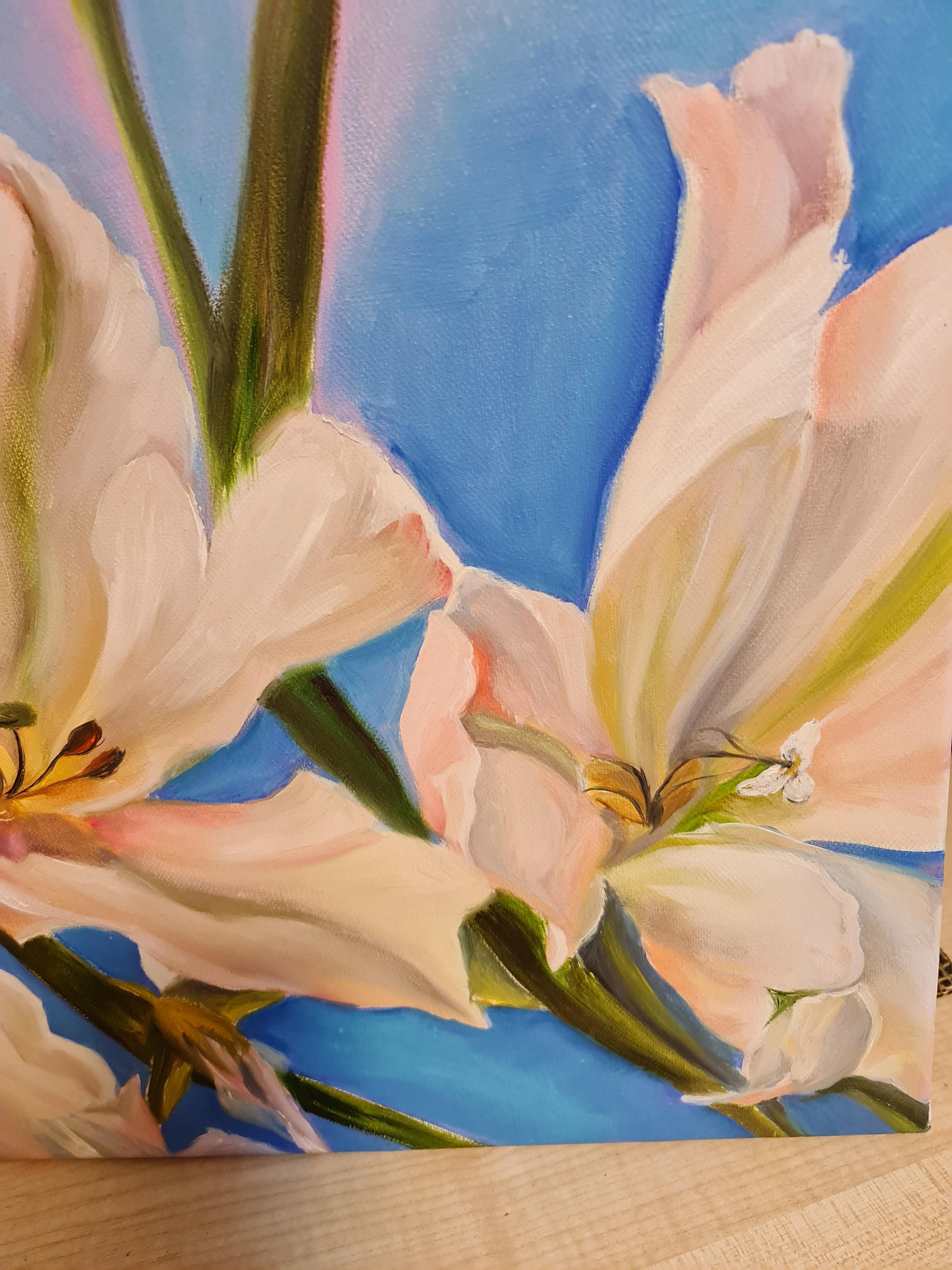 Evening light and wind in lilies