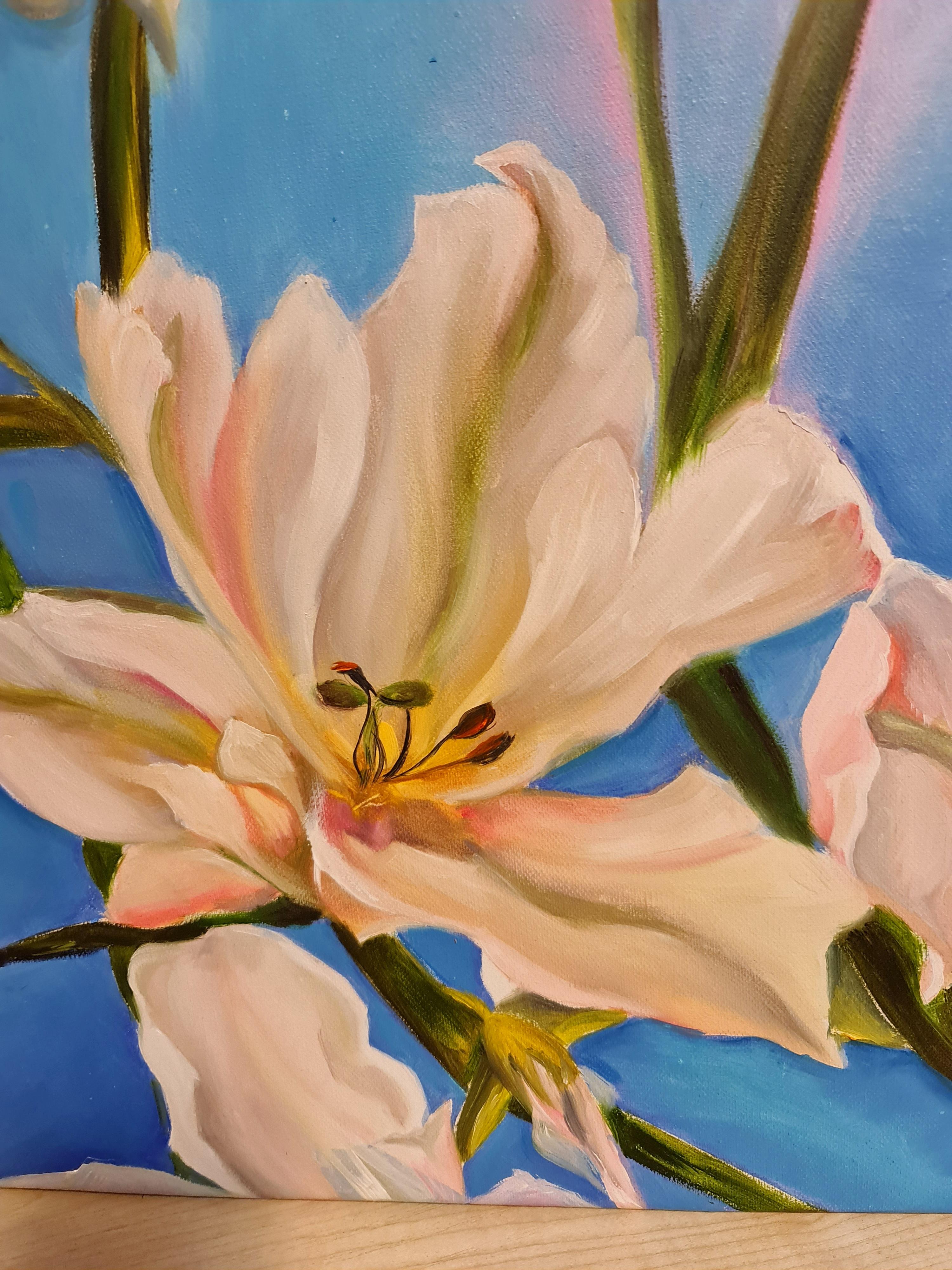 Evening light and wind in lilies