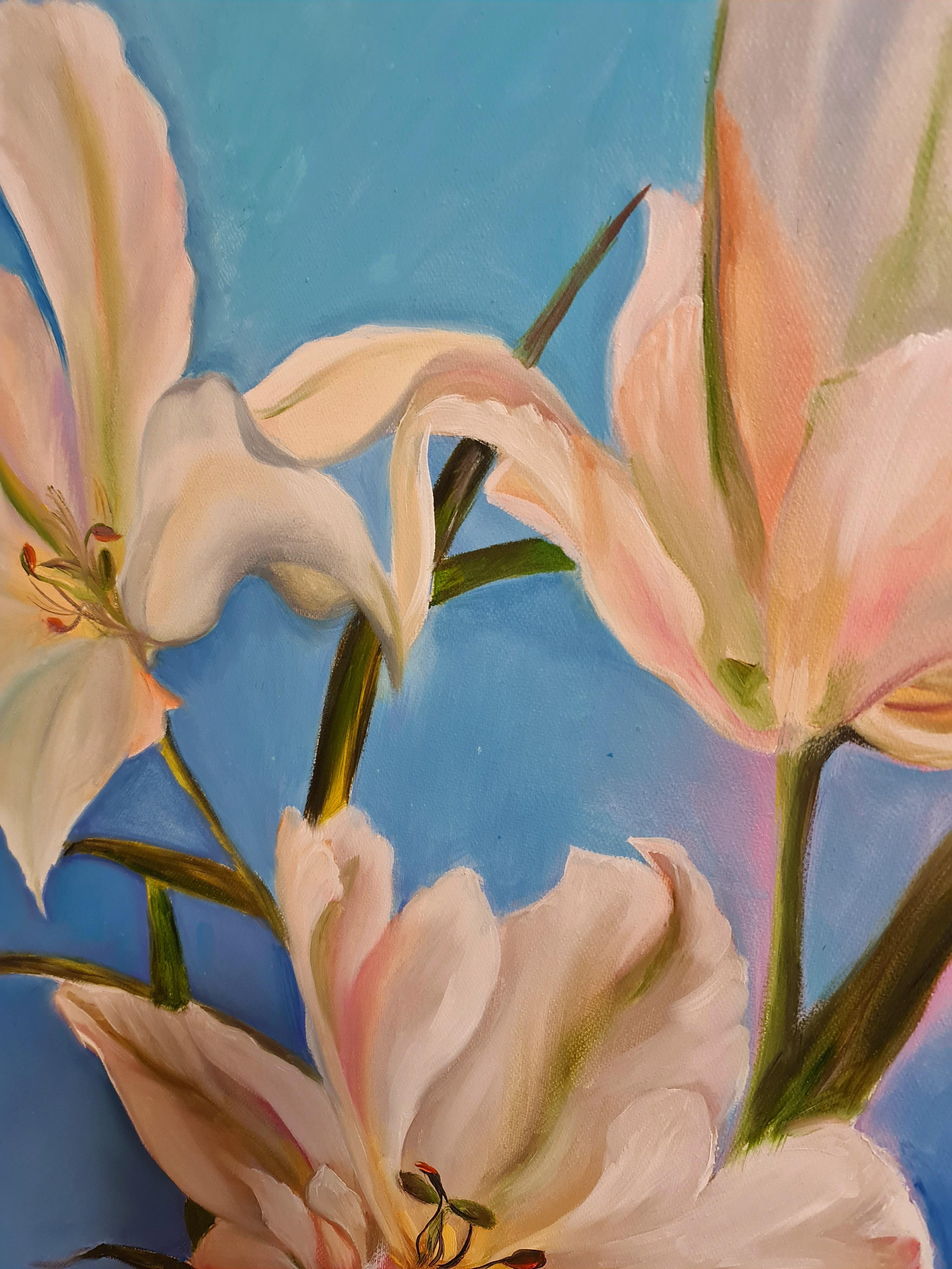 Evening light and wind in lilies