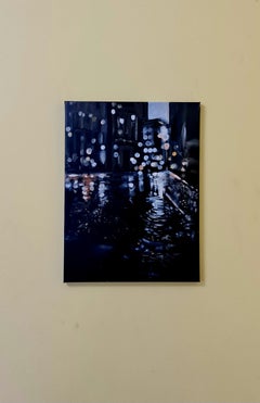 "Le luci della città di Gothem a colori" Pittura ad olio originale di Lilia Volskaya