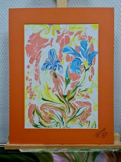 Iris and sun glare"still life of Ebru with an iris of the Volskya Lilya
