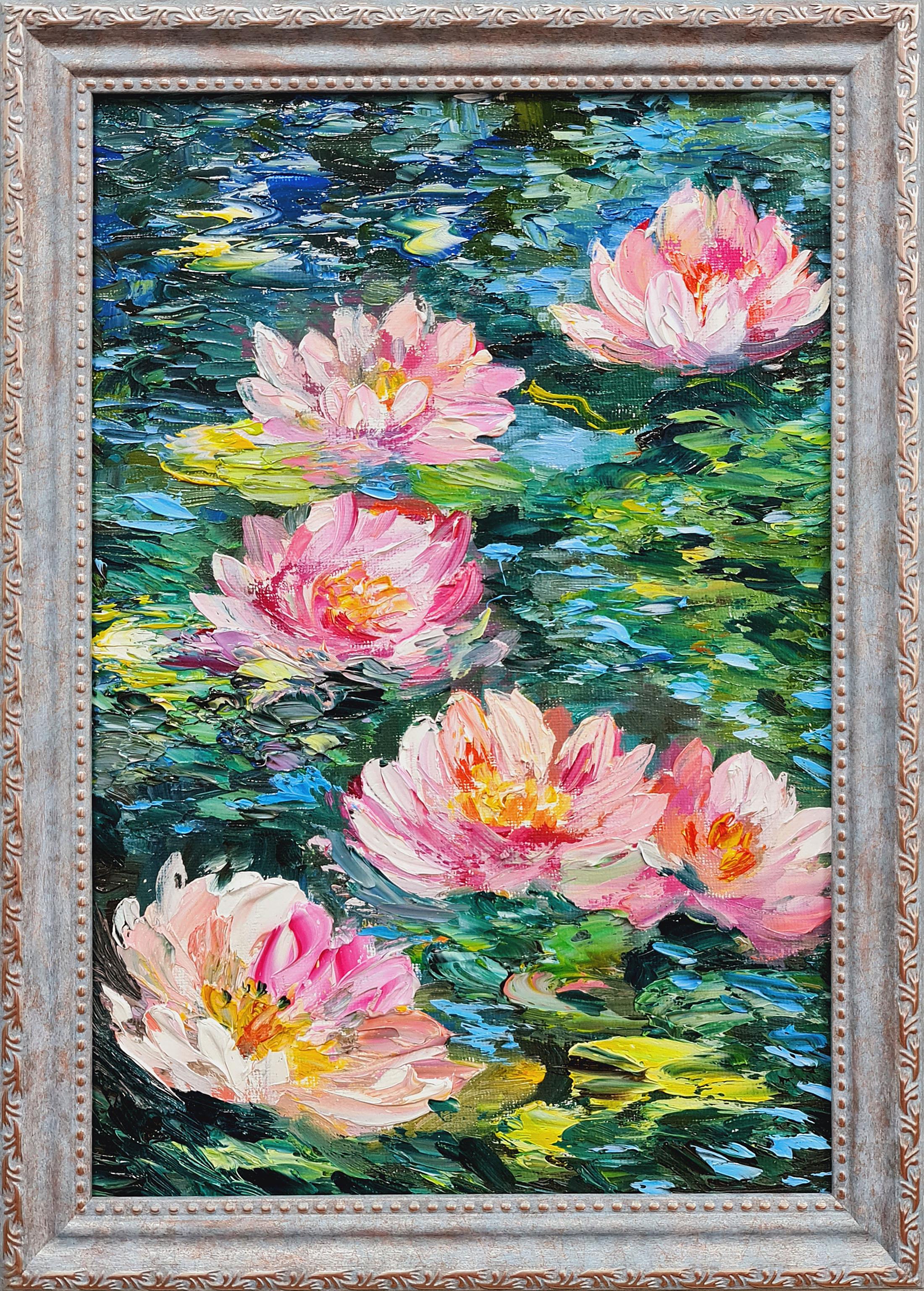 Gigli e ninfee. Un laghetto ombreggiato. Un trittico in stile Monet. 1