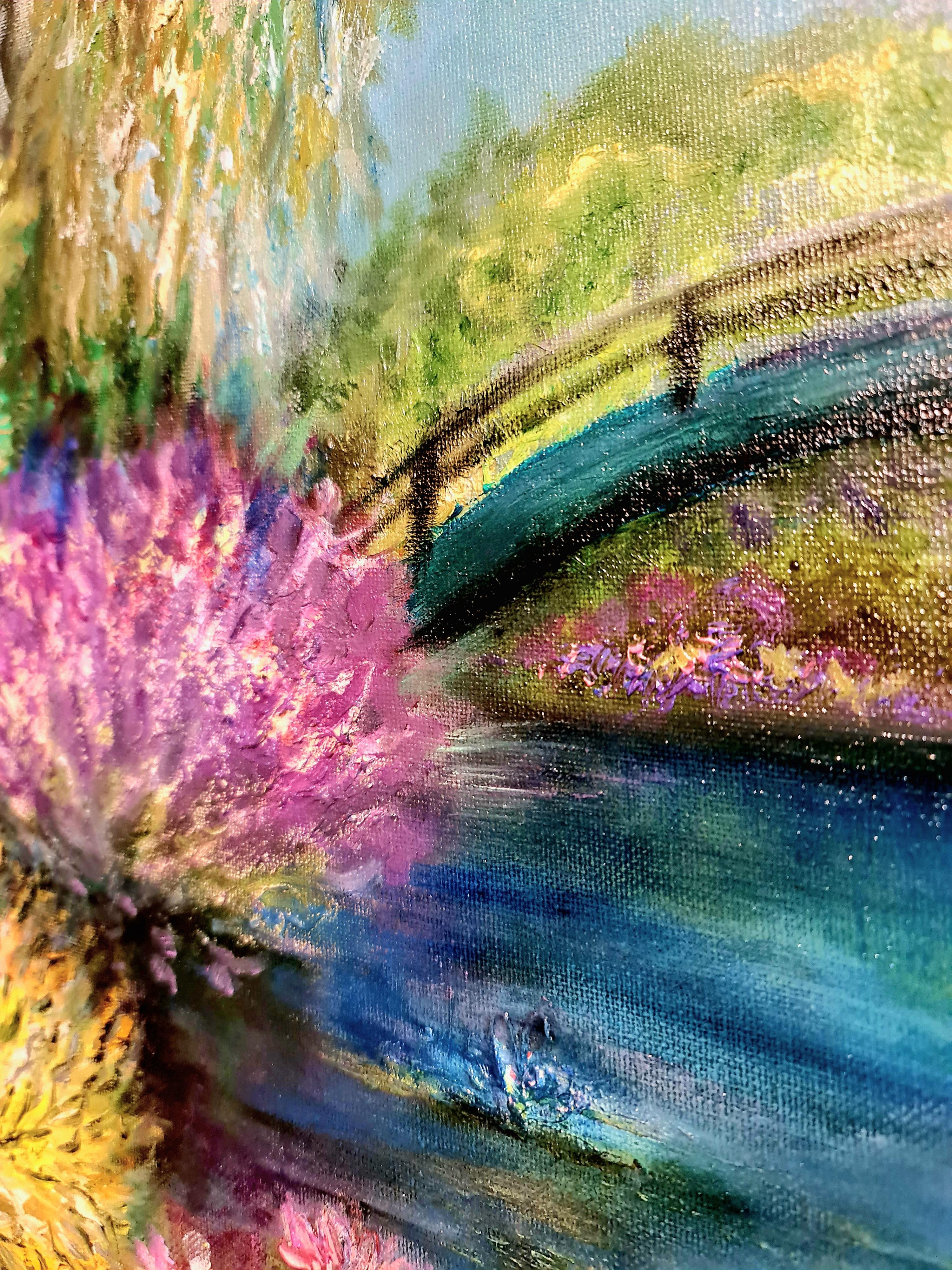 Paradise Pond. Un paesaggio a olio nello stile di Nayiv Volsky Lilya in vendita 5