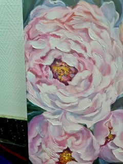 Peonies in the evening garden" oil on canvas.Landscape of Liliуа Volskayaya