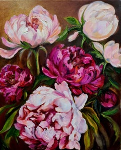"Peonies in the style of the Dutch masters" still life in oil by Volskya Lily