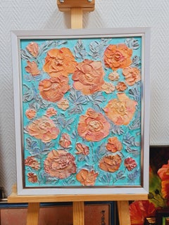 Peonie rosa" in rilievo, quadro moderno per interni di Volsky Lilya