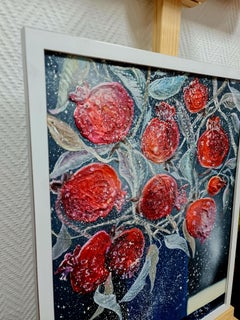 Pomegranates in the snow" interior Christmas still life of the Volsky Lily.