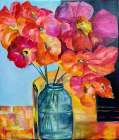 Poppy split" abstract interior painting Volskaya Lilya.