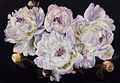 Natura morta realistica "Pizzo viola di peonie bianche" di Liliya Volskaya