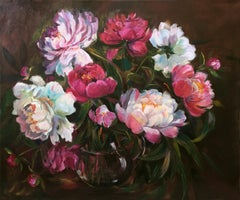 Peonie rosse e bianche nello stile dei maestri olandesi