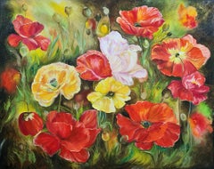 "Papaveri rossi in cinquanta tonalità". Quadro ad olio originale XXL di Lilya Volskaya
