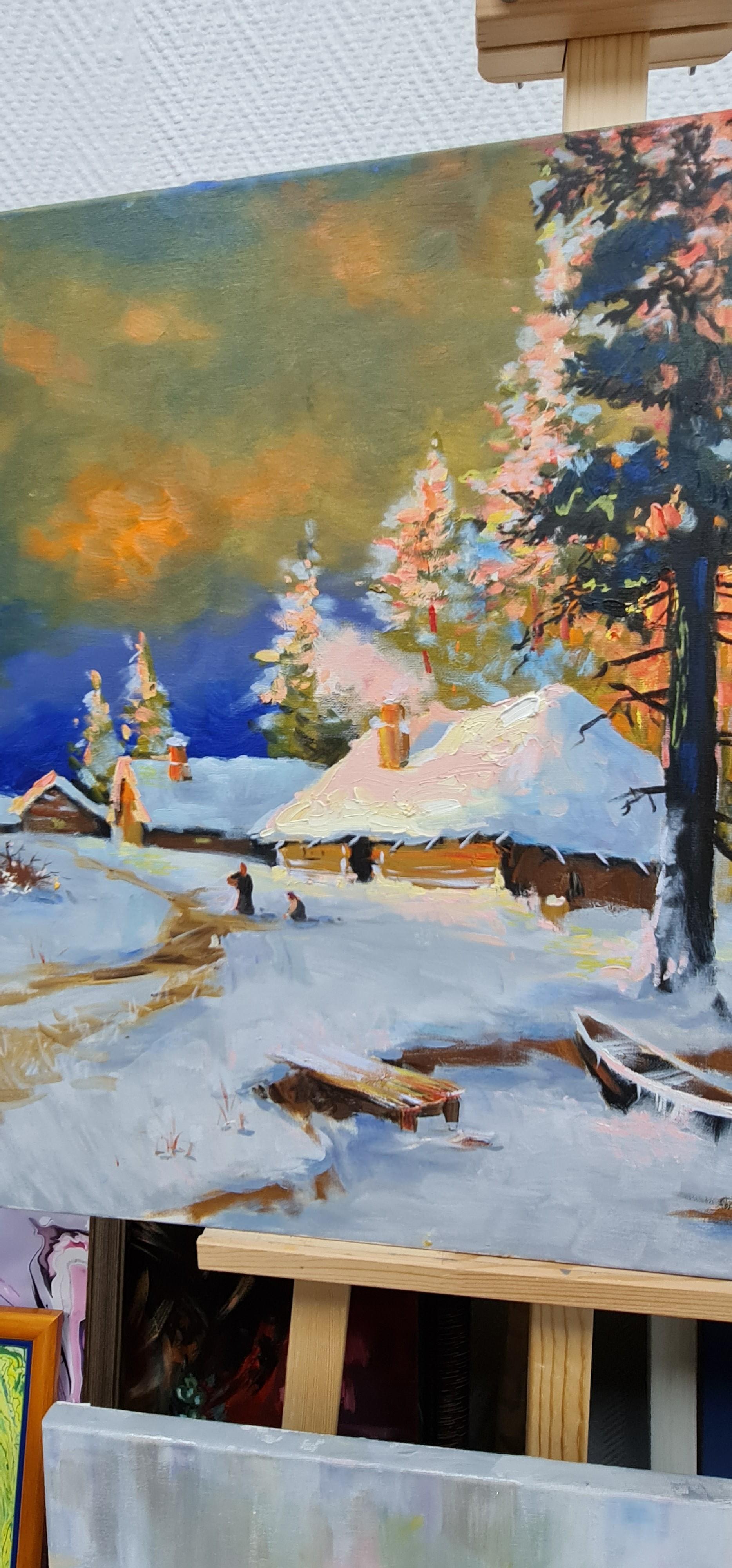 „Russisches Dorf“ Original-Ölgemälde von Liliya Volskaya – Painting von Lilya Volskaya