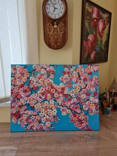 Sakura Blossoms" is a floral still life oil painting by Volskaya Liliya